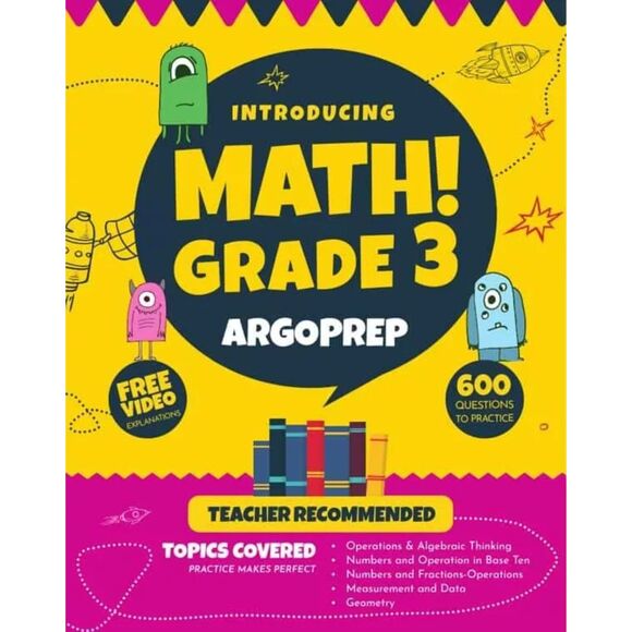 Introducing Math! Grade 3, Argoprep, Over 600 questions w/ Video Explanations - Picture 1 of 1